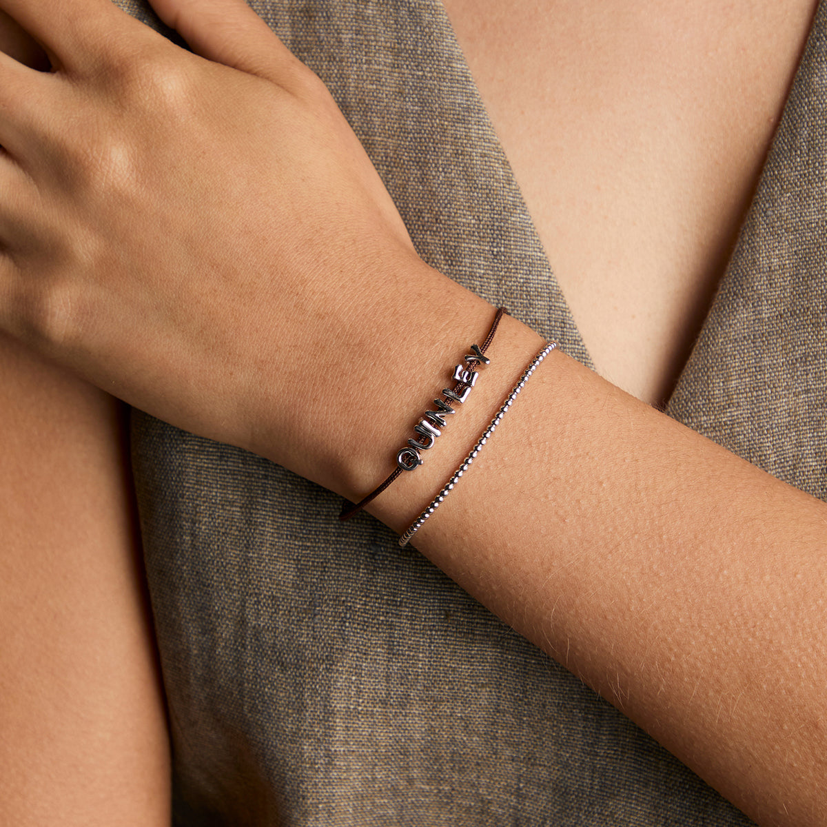 E Initial Click Charm in Solid White Gold-Astrid & Miyu