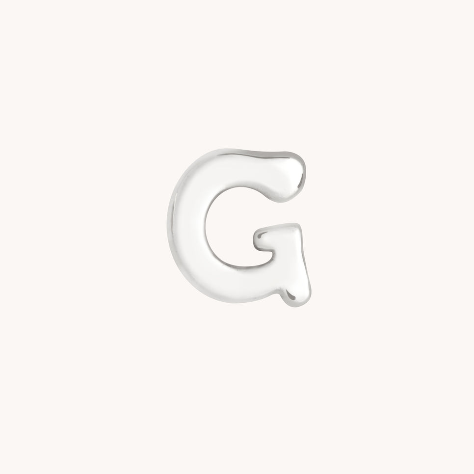G Initial Click Charm in Solid White Gold-Astrid & Miyu