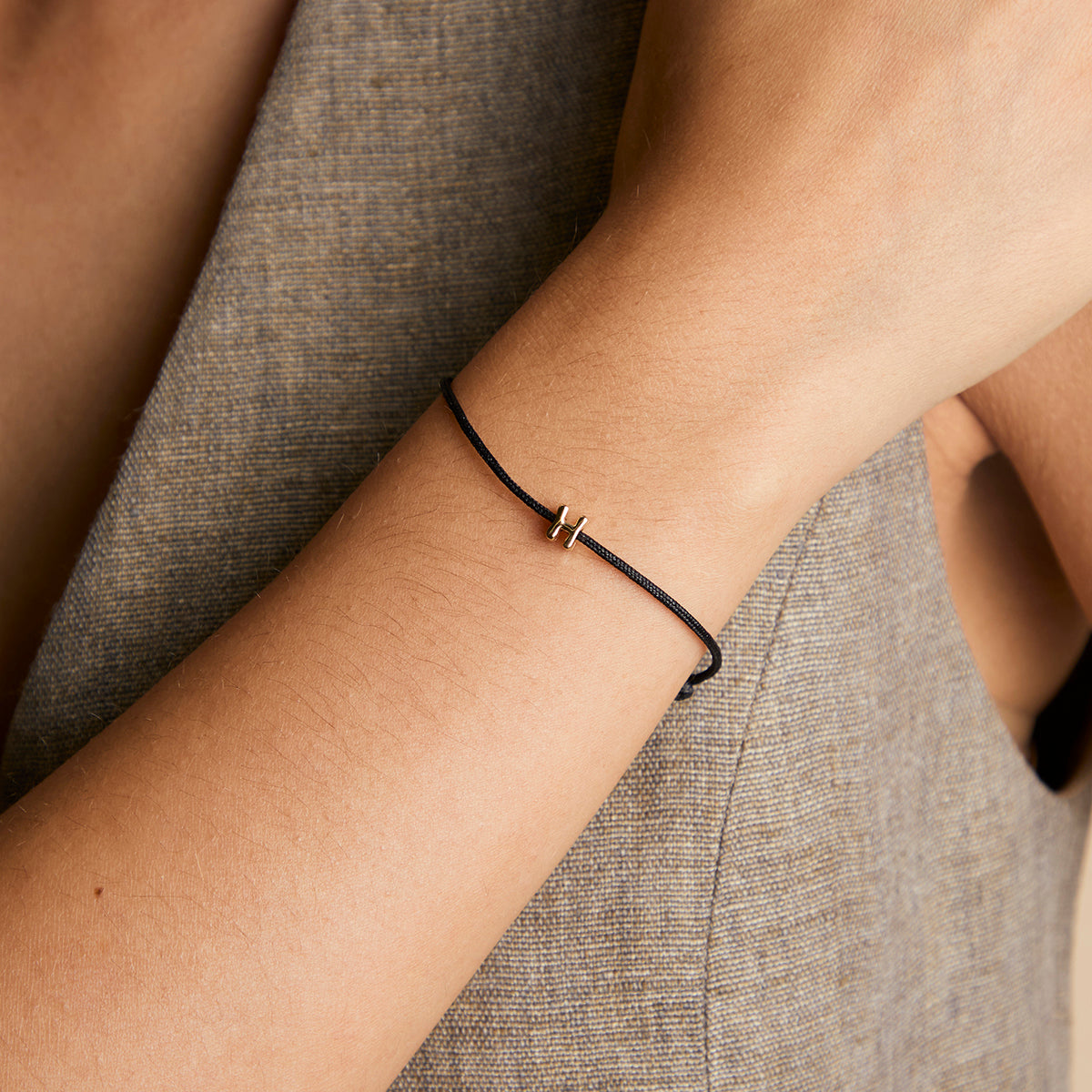 H Initial Click Charm in Solid Gold-Astrid & Miyu