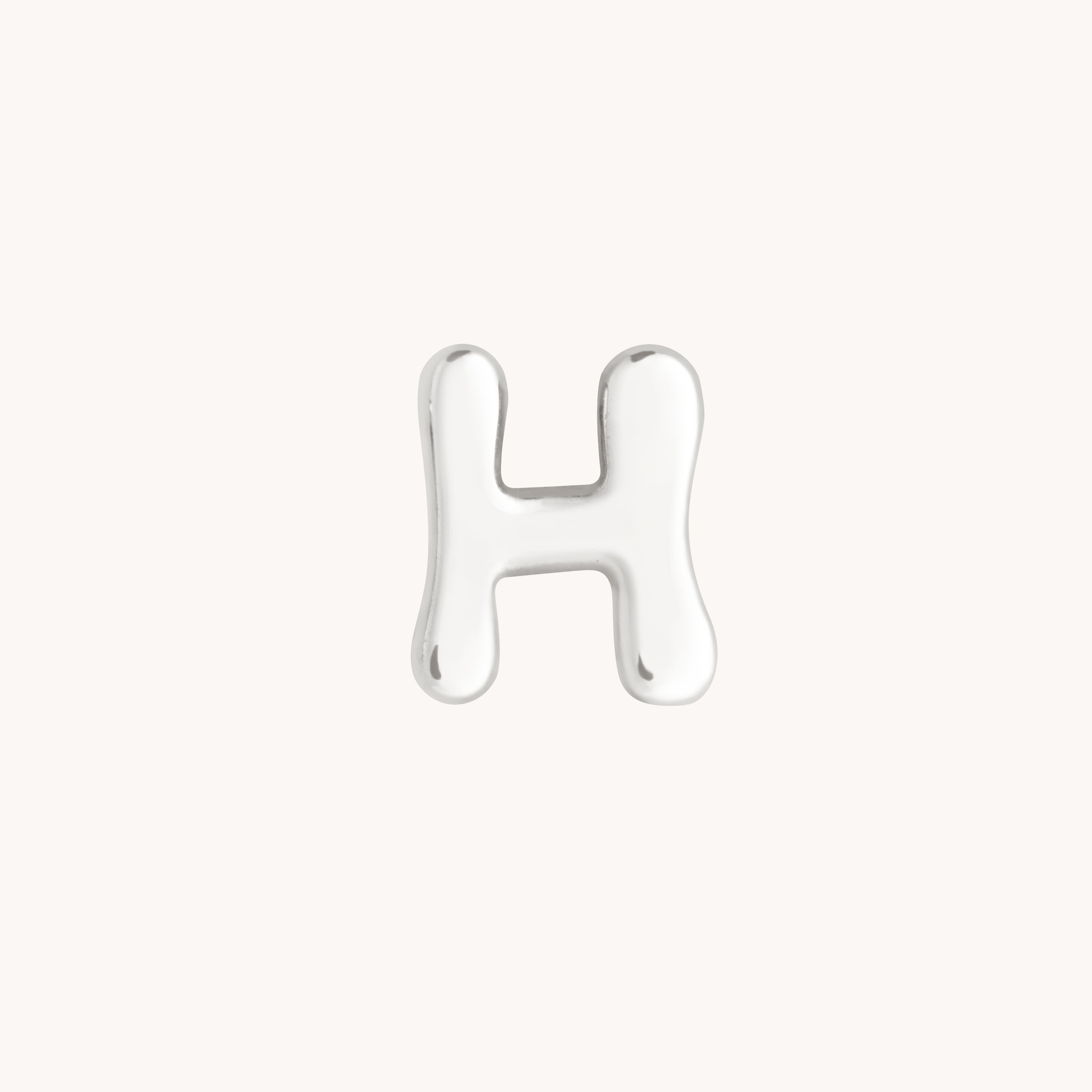 H Initial Click Charm in Solid White Gold-Astrid & Miyu