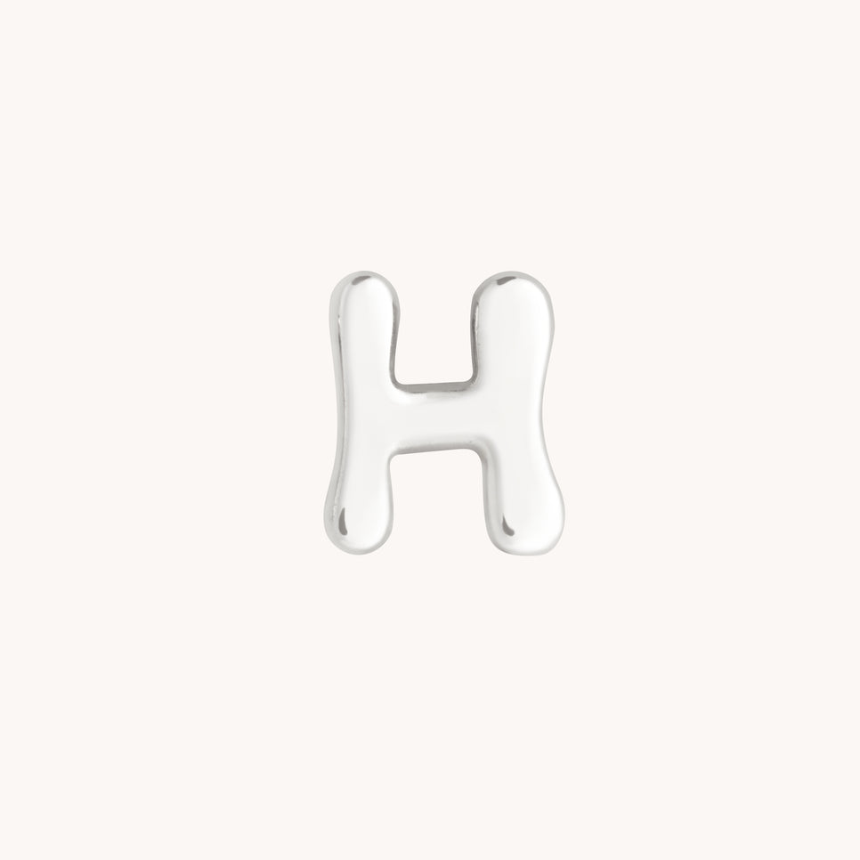 H Initial Click Charm in Solid White Gold-Astrid & Miyu