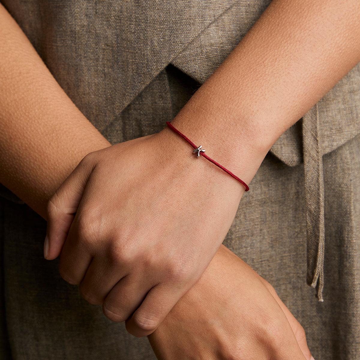 K Initial Click Charm in Solid White Gold-Astrid & Miyu