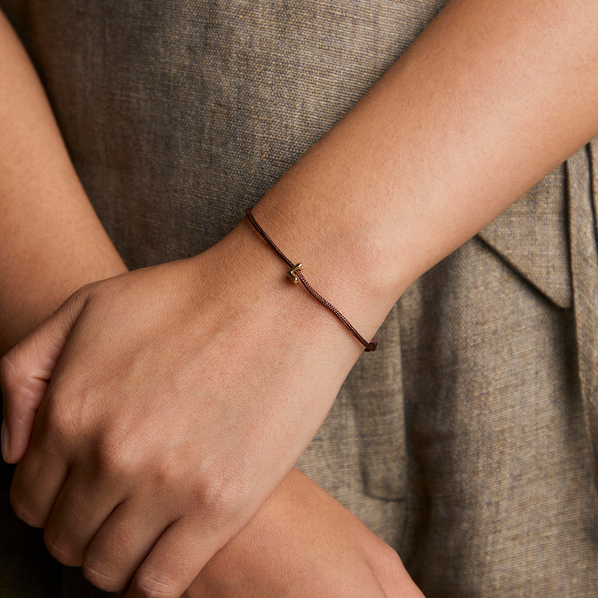 L Initial Click Charm in Solid Gold-Astrid & Miyu