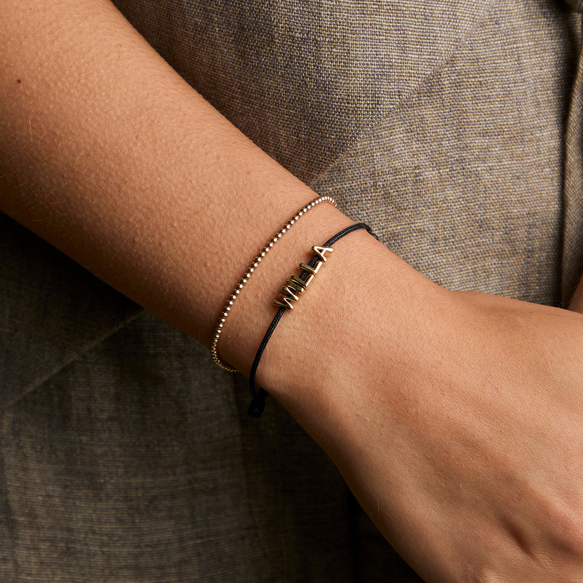 L Initial Click Charm in Solid Gold-Astrid & Miyu