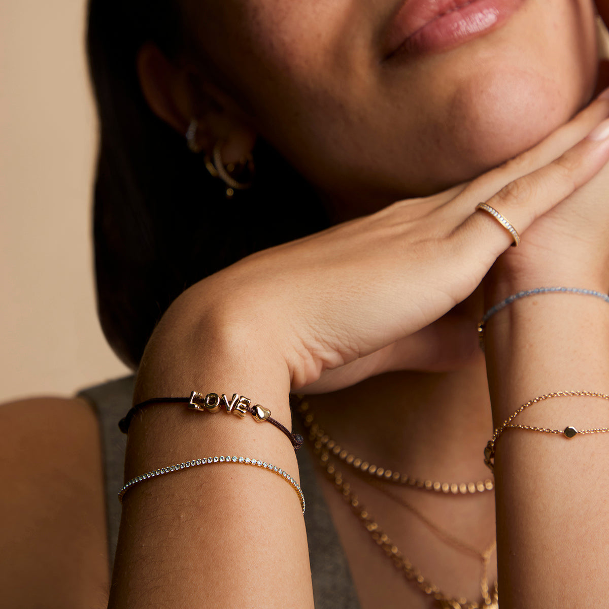 L Initial Click Charm in Solid Gold-Astrid & Miyu