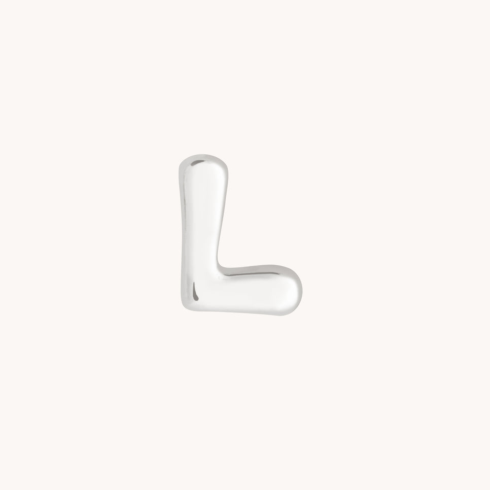 L Initial Click Charm in Solid White Gold-Astrid & Miyu