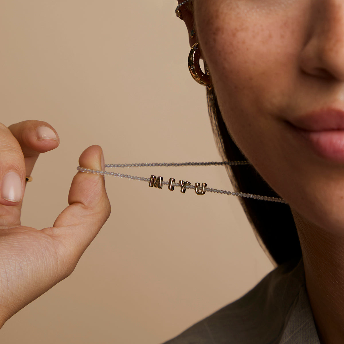 M Initial Click Charm in Solid Gold-Astrid & Miyu