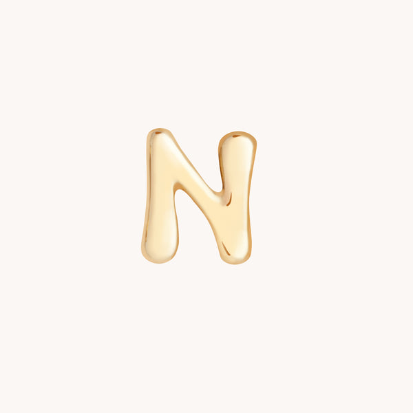 N Initial Click Charm in Solid Gold-Astrid & Miyu