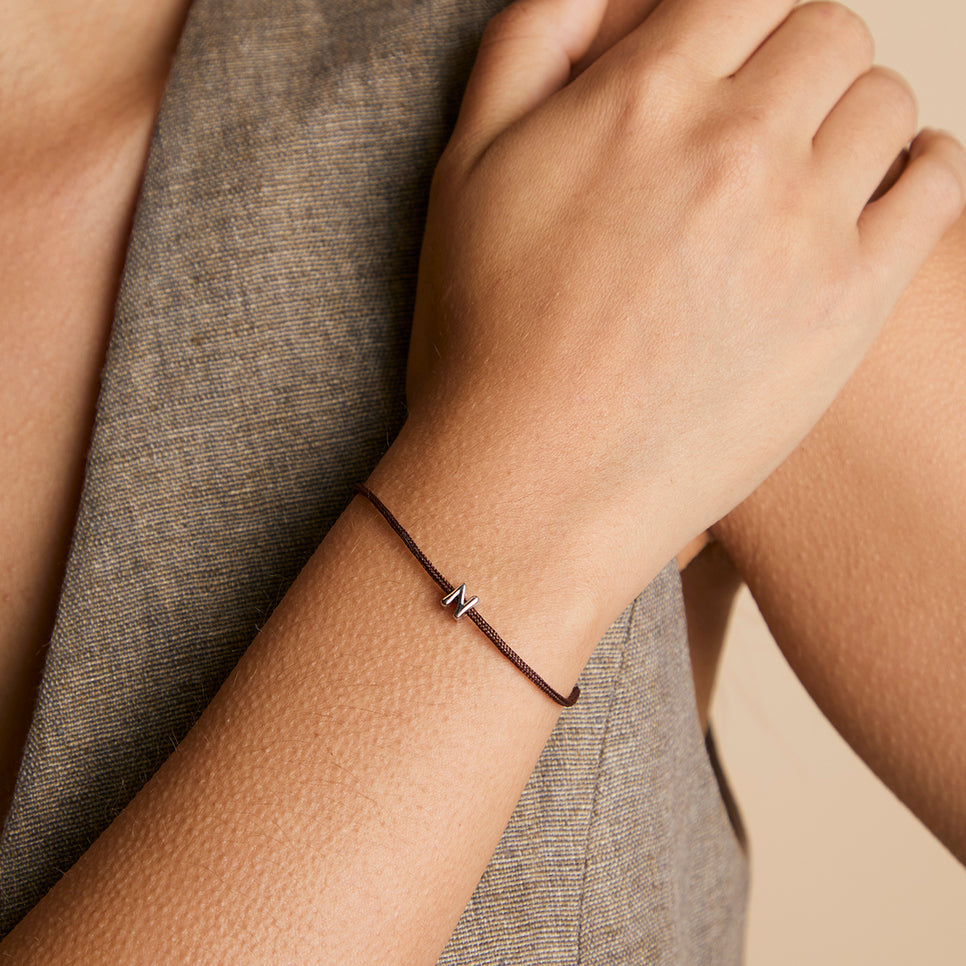 N Initial Click Charm in Solid White Gold-Astrid & Miyu