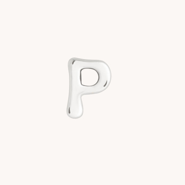 P Initial Click Charm in Solid White Gold-Astrid & Miyu