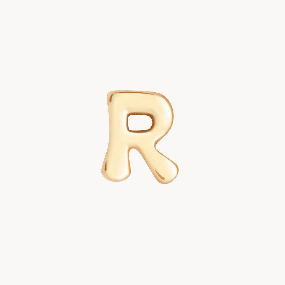 R Initial Click Charm in Solid Gold-Astrid & Miyu