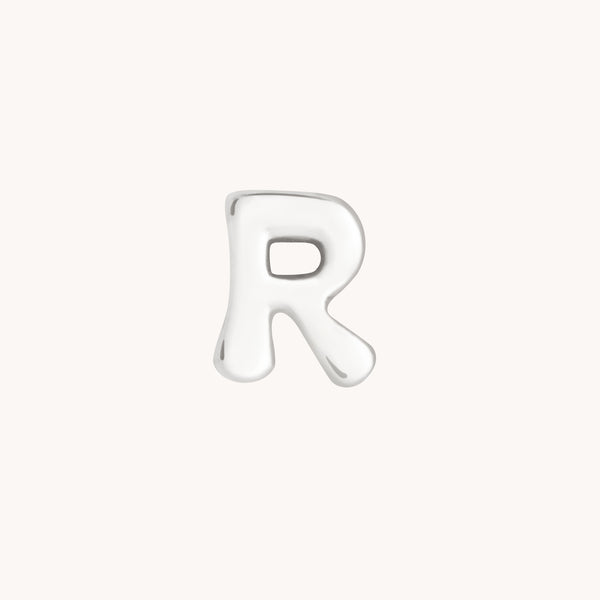 R Initial Click Charm in Solid White Gold-Astrid & Miyu