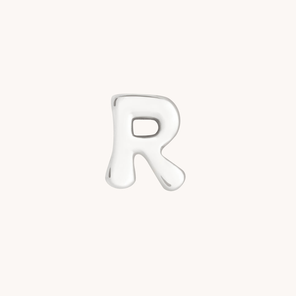 R Initial Click Charm in Solid White Gold-Astrid & Miyu