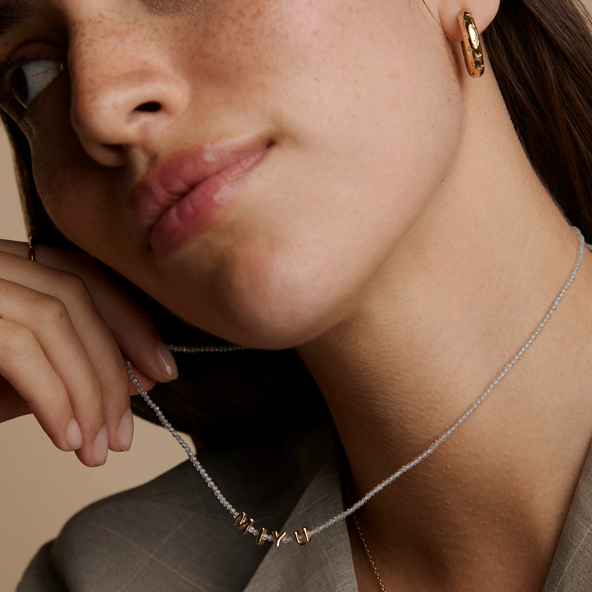 U Initial Click Charm in Solid Gold-Astrid & Miyu