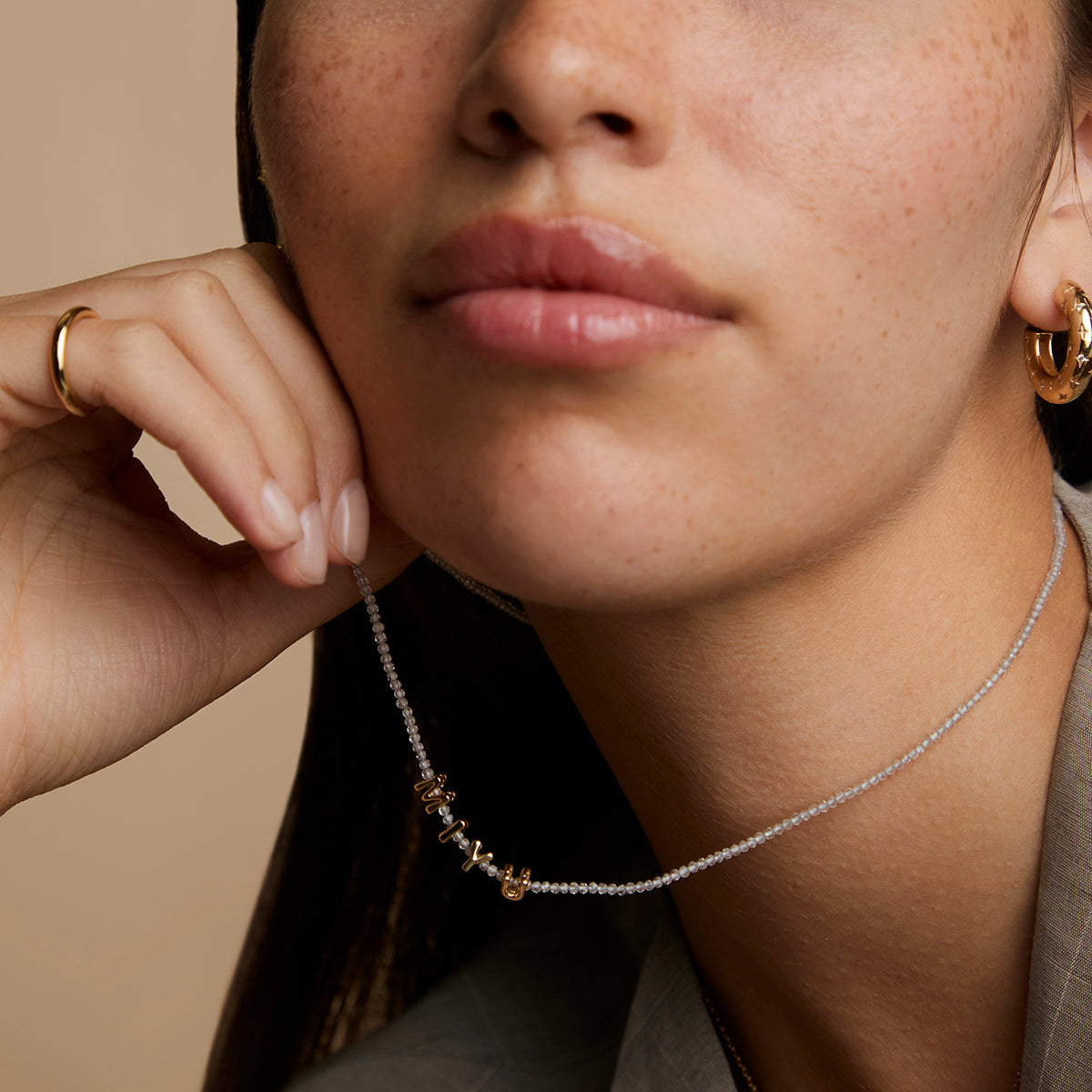 U Initial Click Charm in Solid Gold-Astrid & Miyu