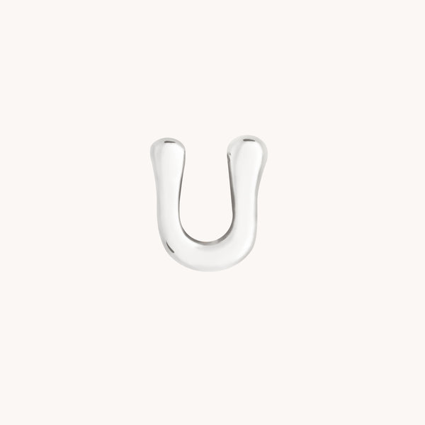 U Initial Click Charm in Solid White Gold-Astrid & Miyu
