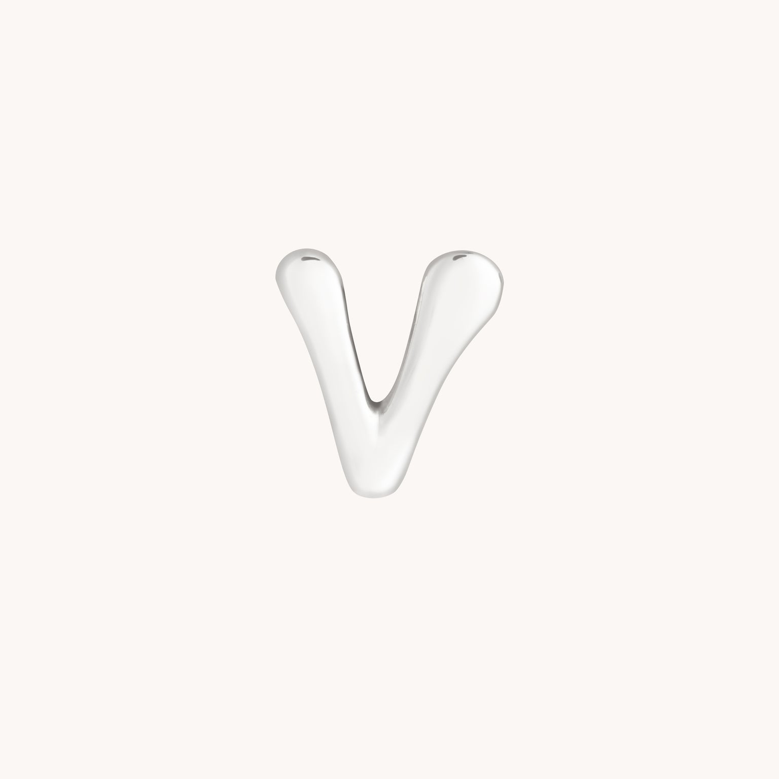 V Initial Click Charm in Solid White Gold-Astrid & Miyu