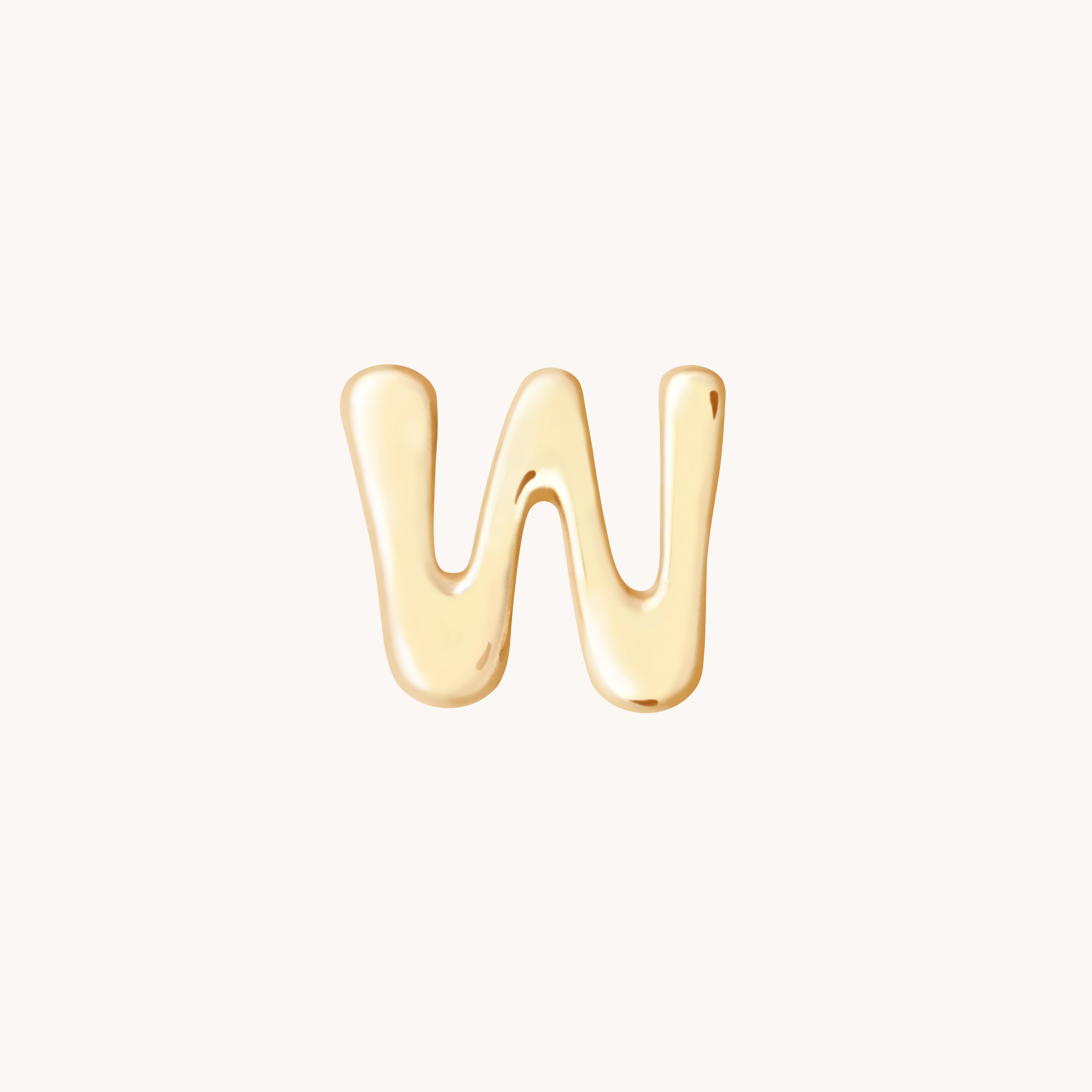 W Initial Click Charm in Solid Gold-Astrid & Miyu