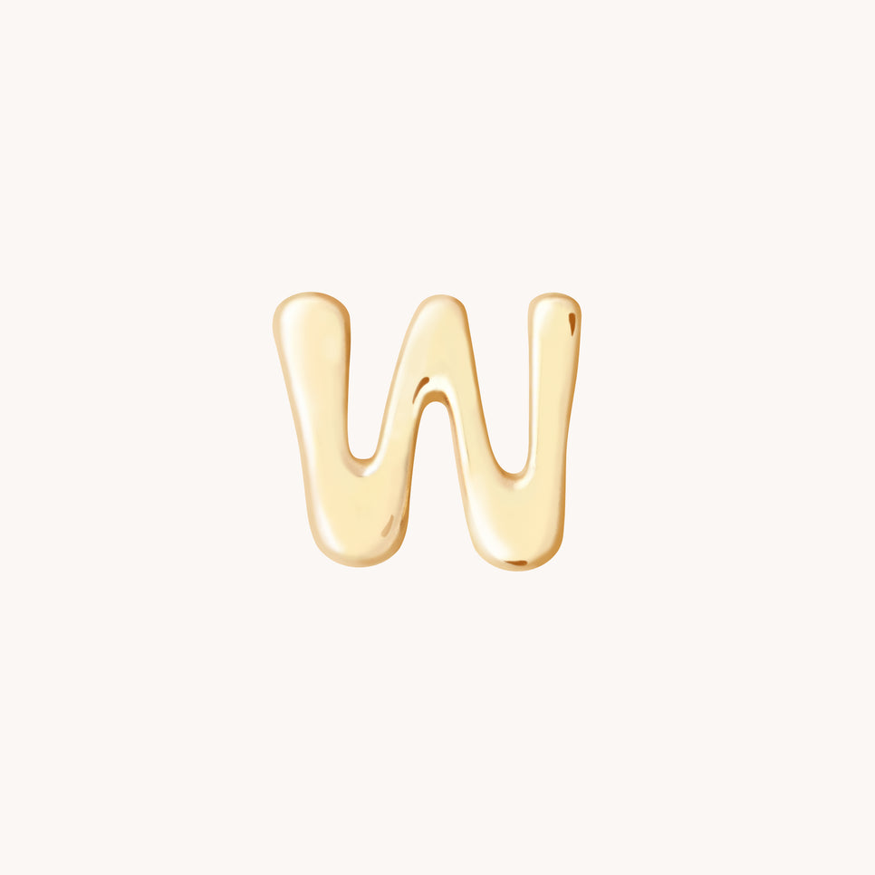 W Initial Click Charm in Solid Gold-Astrid & Miyu