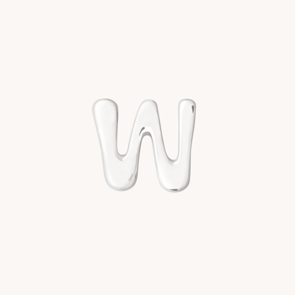 W Initial Click Charm in Solid White Gold-Astrid & Miyu