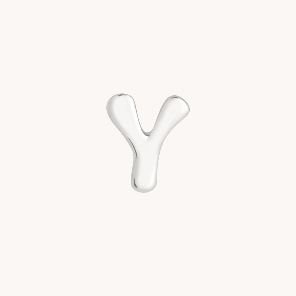 Y Initial Click Charm in Solid White Gold-Astrid & Miyu