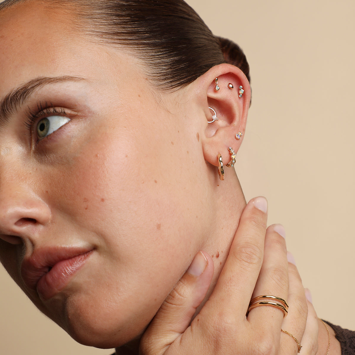 Opal Duo Studs in Solid Gold-Astrid & Miyu