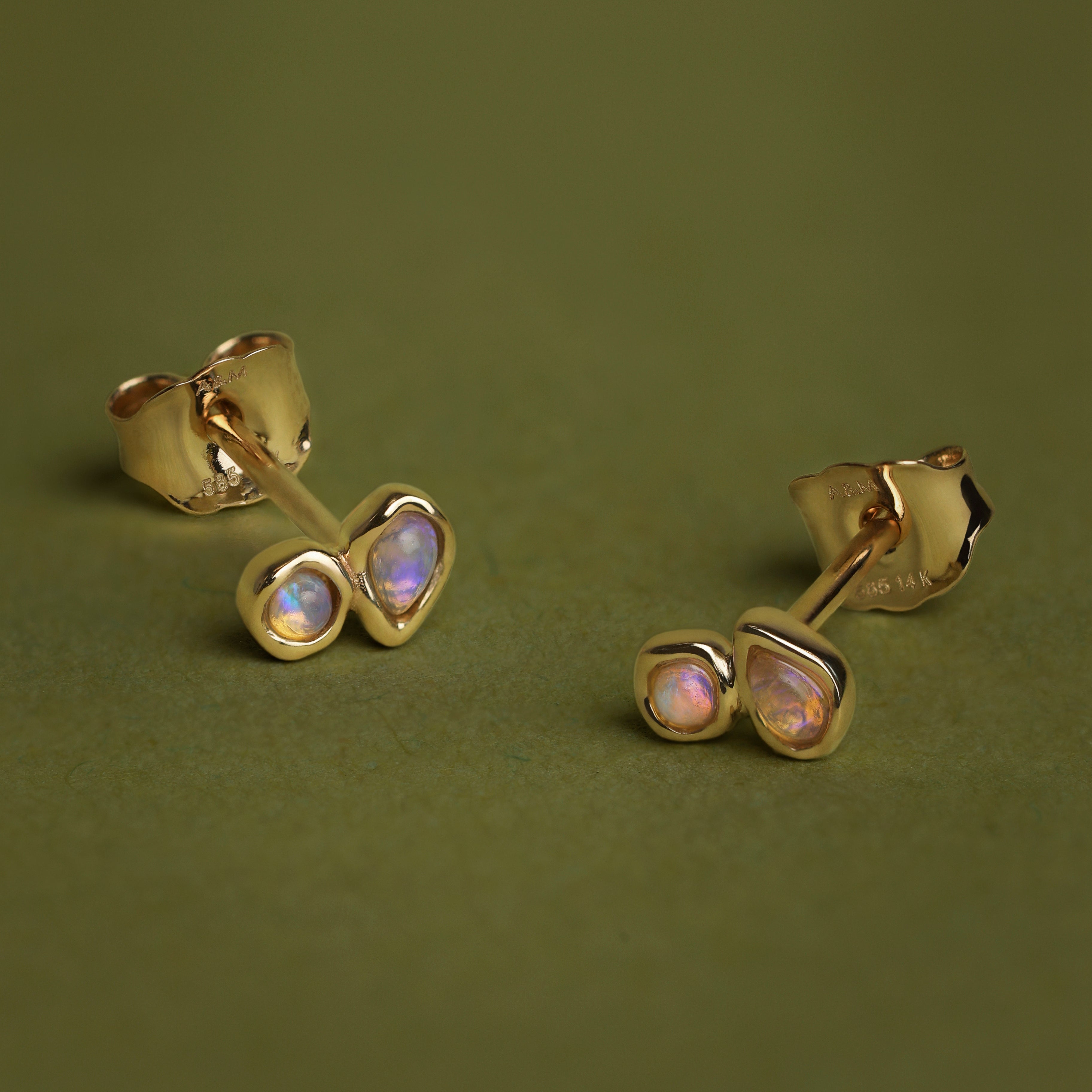 Opal Duo Studs in Solid Gold-Astrid & Miyu