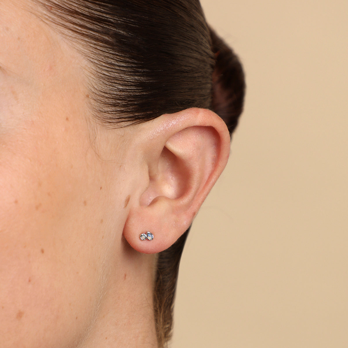 Opal Duo Studs in Solid White Gold-Astrid & Miyu
