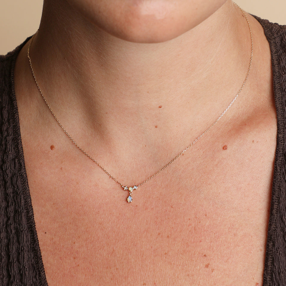 Opal Cluster Pendant in Solid Gold-Astrid & Miyu