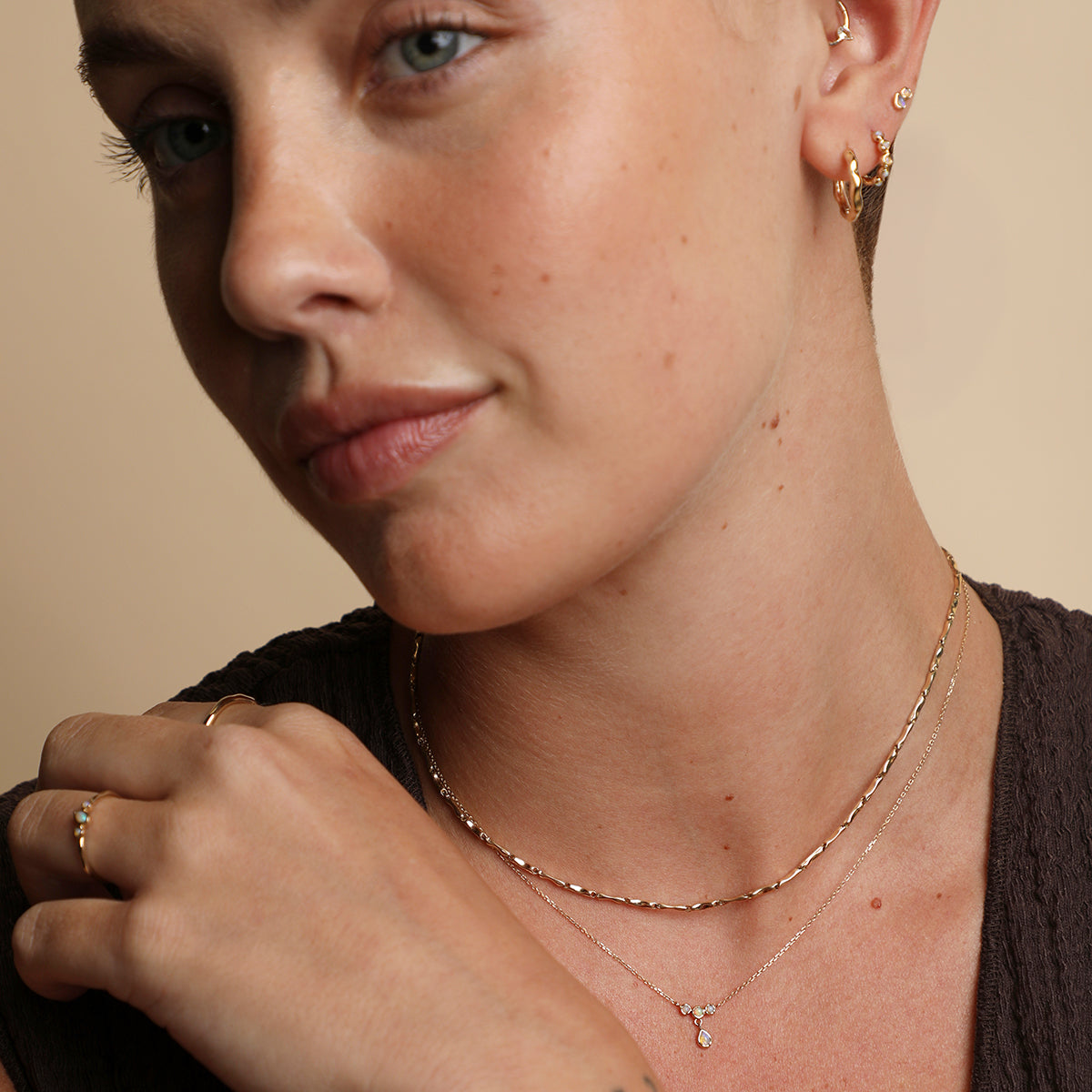 Opal Cluster Pendant in Solid Gold-Astrid & Miyu