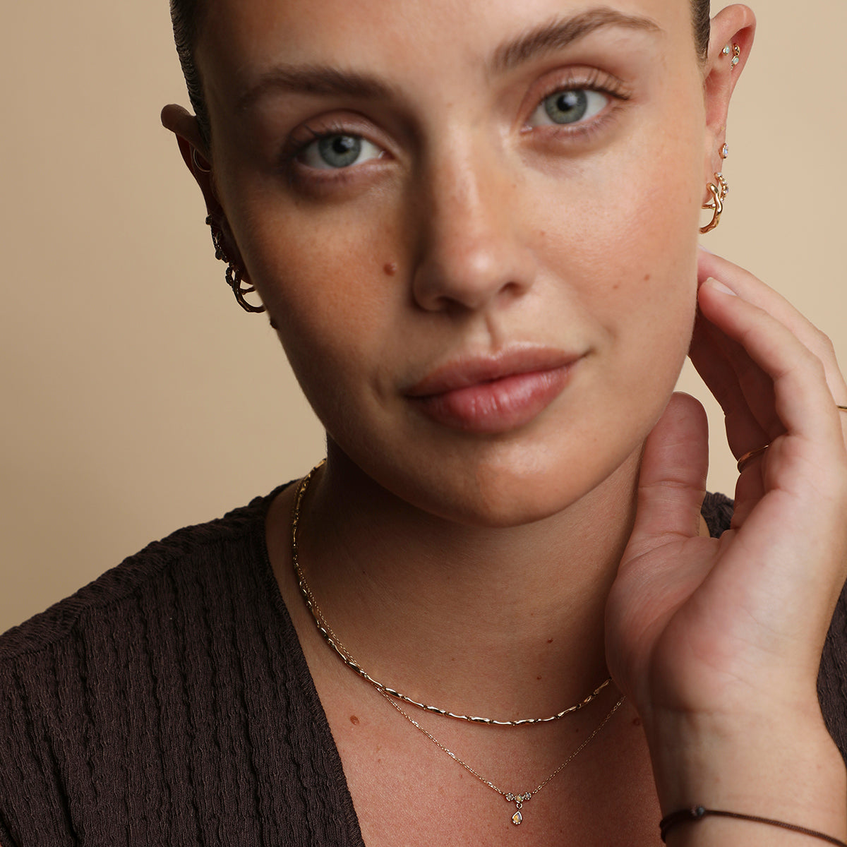 Opal Cluster Pendant in Solid Gold-Astrid & Miyu