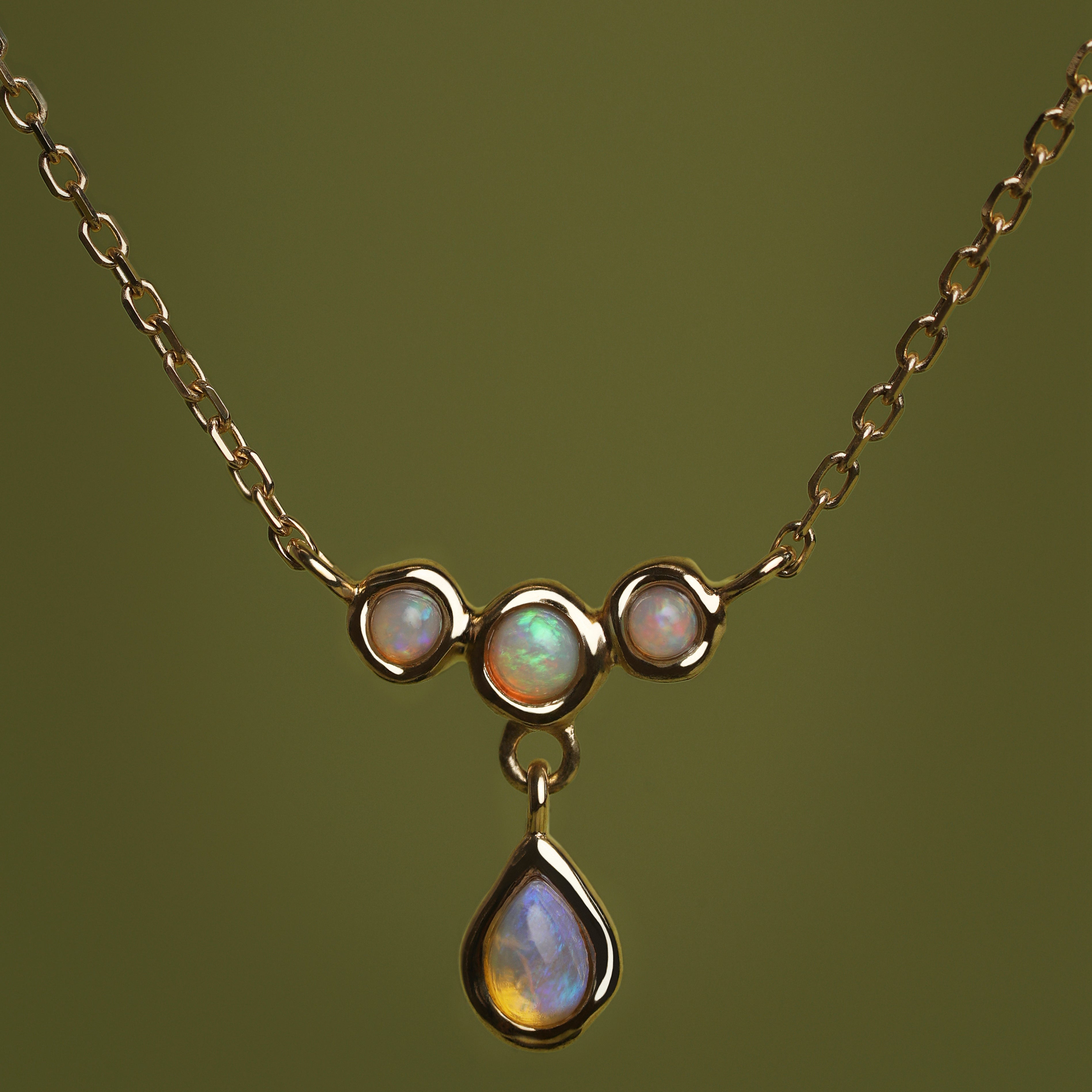 Opal Cluster Pendant in Solid Gold-Astrid & Miyu