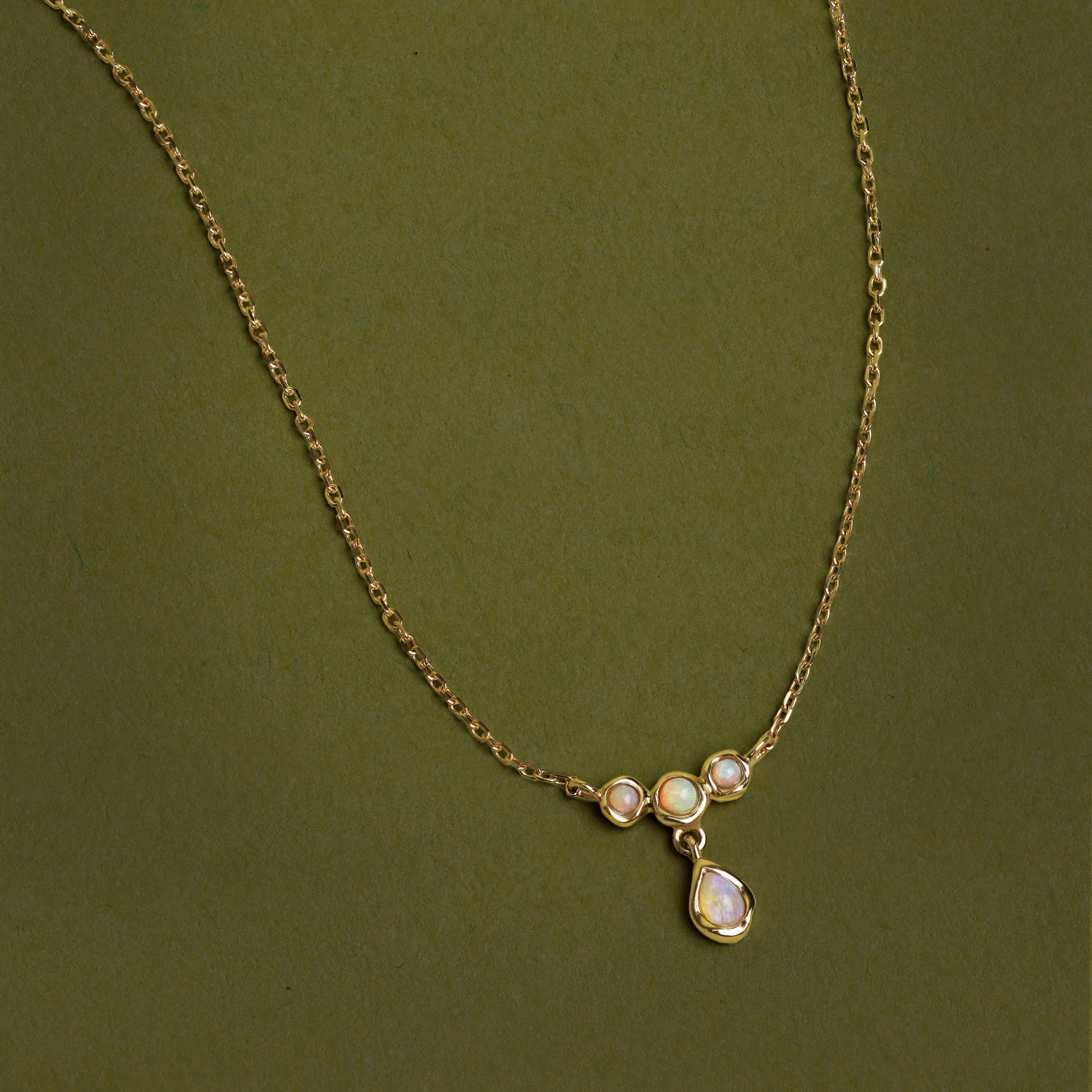 Opal Cluster Pendant in Solid Gold-Astrid & Miyu