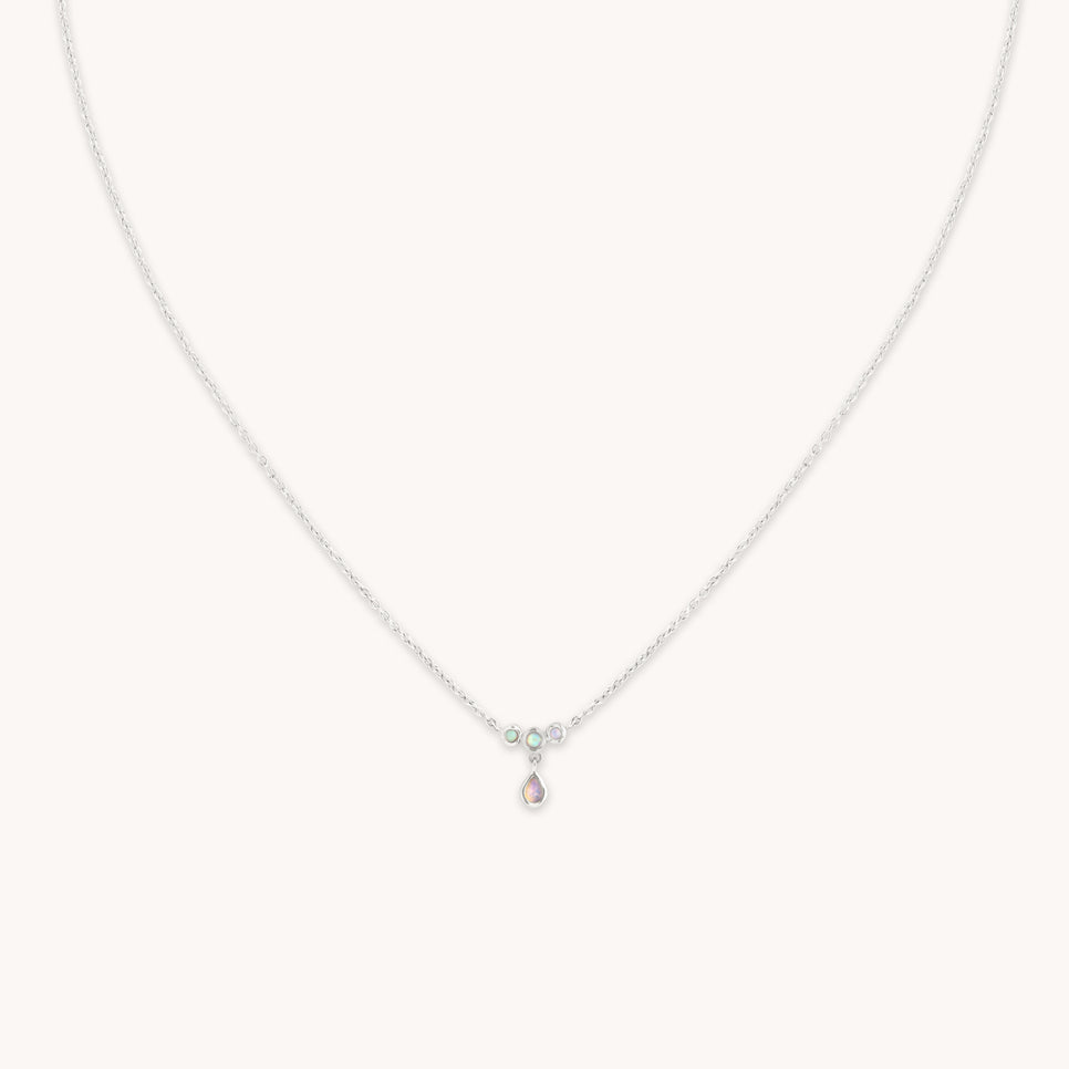 Opal Cluster Pendant in Solid White Gold-Astrid & Miyu