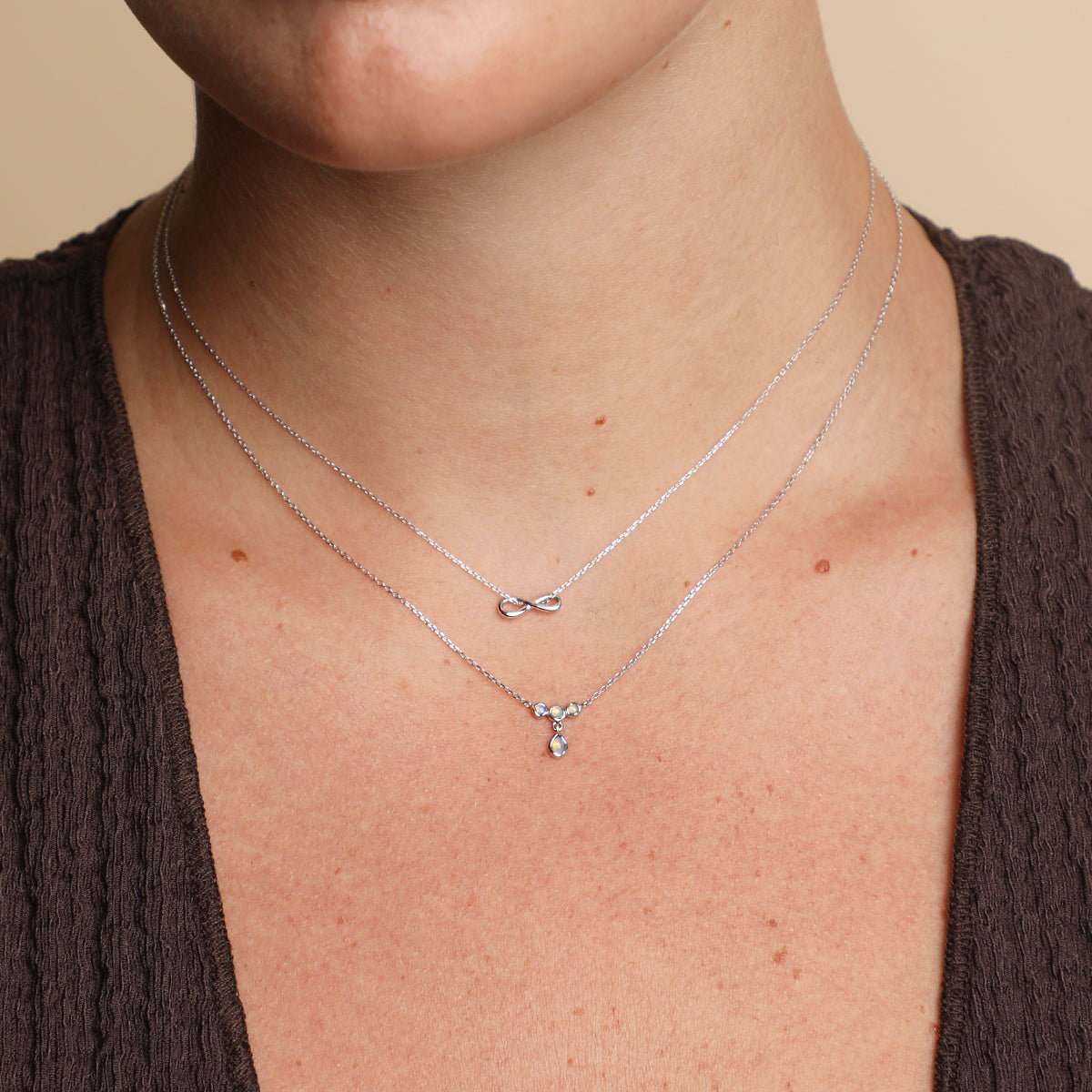 Opal Cluster Pendant in Solid White Gold-Astrid & Miyu