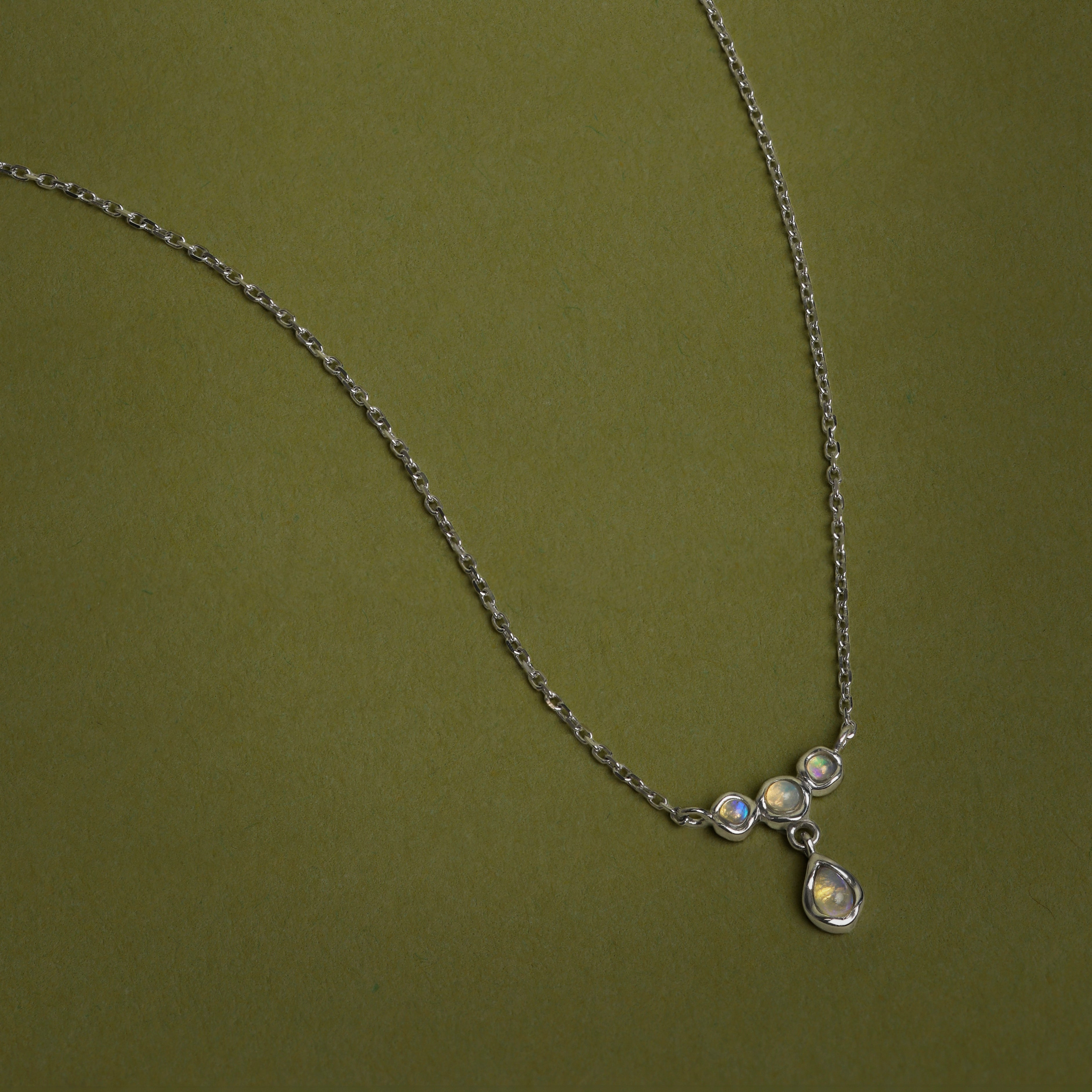 Opal Cluster Pendant in Solid White Gold-Astrid & Miyu