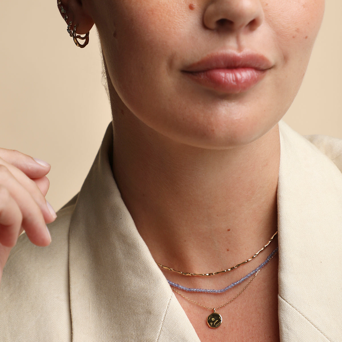 Molten Coin Pendant in Solid Gold-Astrid & Miyu