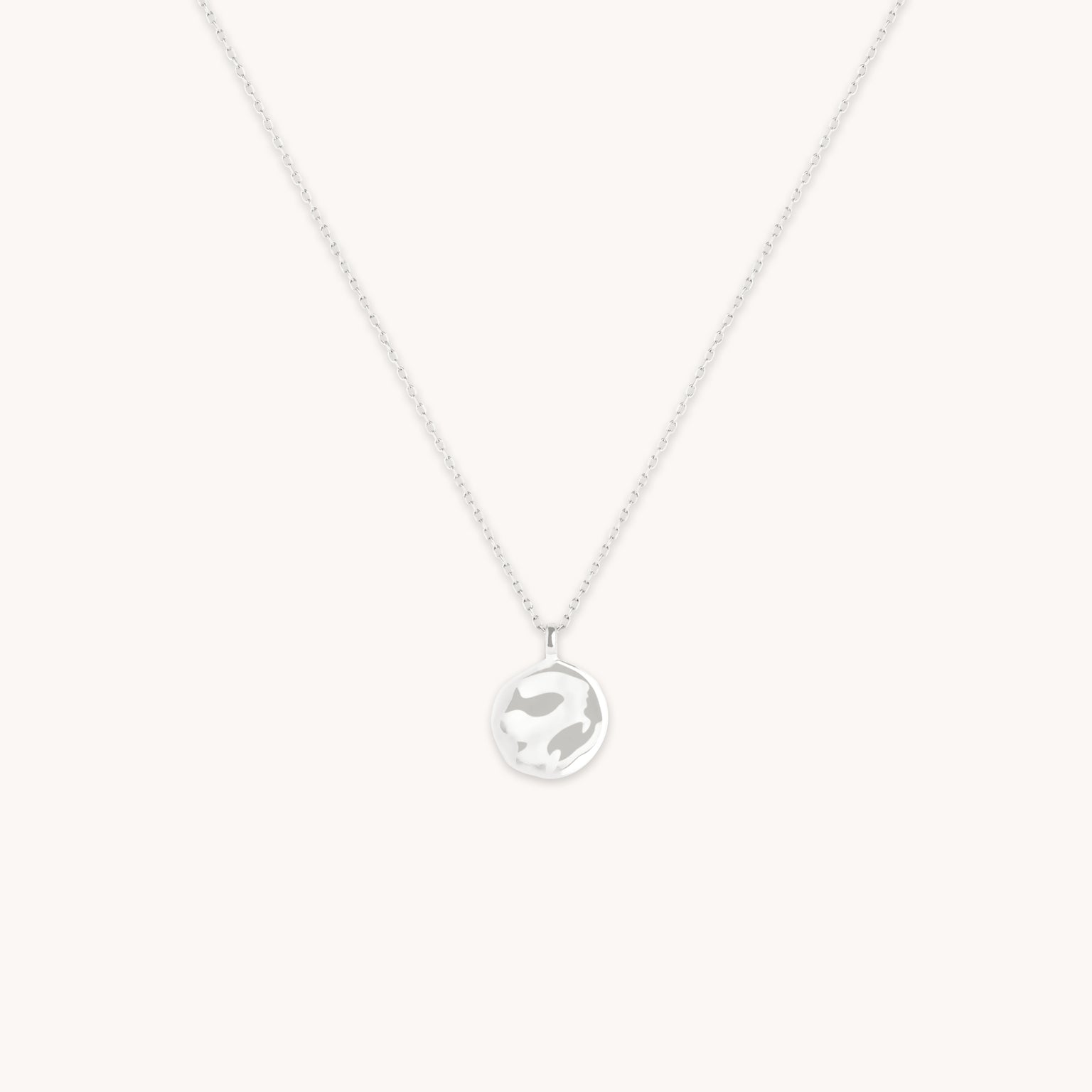 Molten Coin Pendant in Solid White Gold-Astrid & Miyu