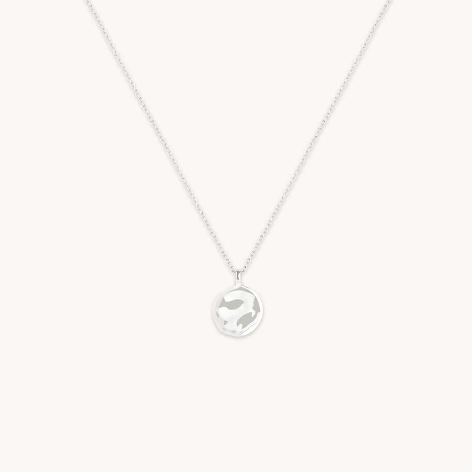Molten Coin Pendant in Solid White Gold-Astrid & Miyu
