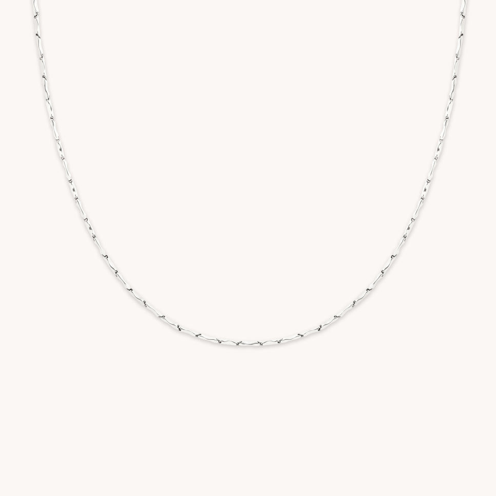 Molten Bar Chain Necklace in Solid White Gold-Astrid & Miyu