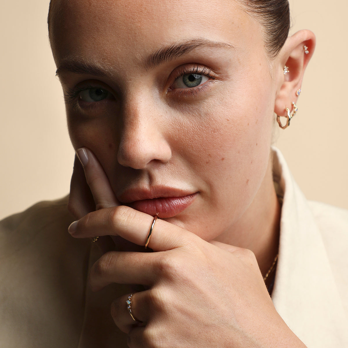 Molten Band Ring in Solid Gold-Astrid & Miyu