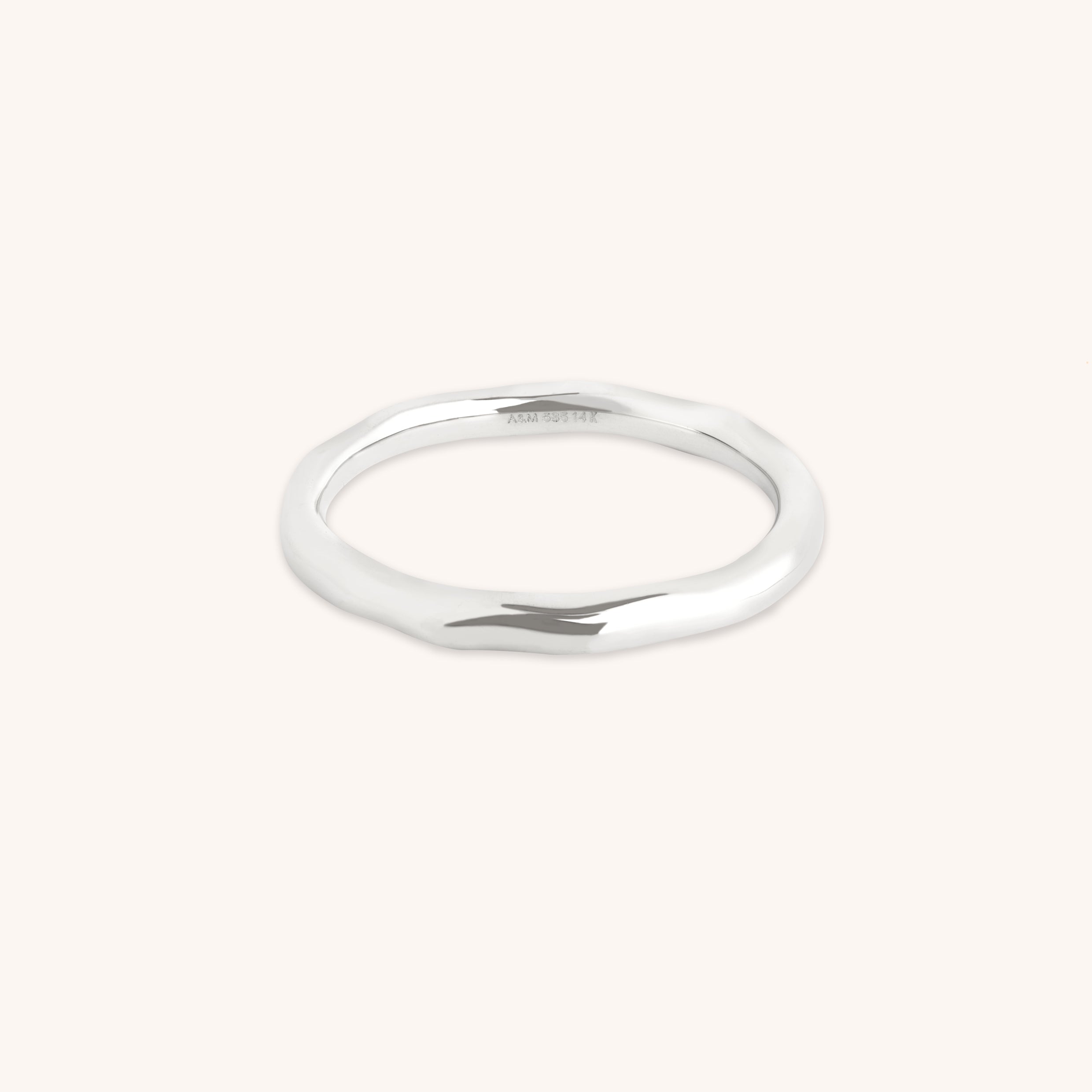 Molten Band Ring in Solid White Gold-Astrid & Miyu