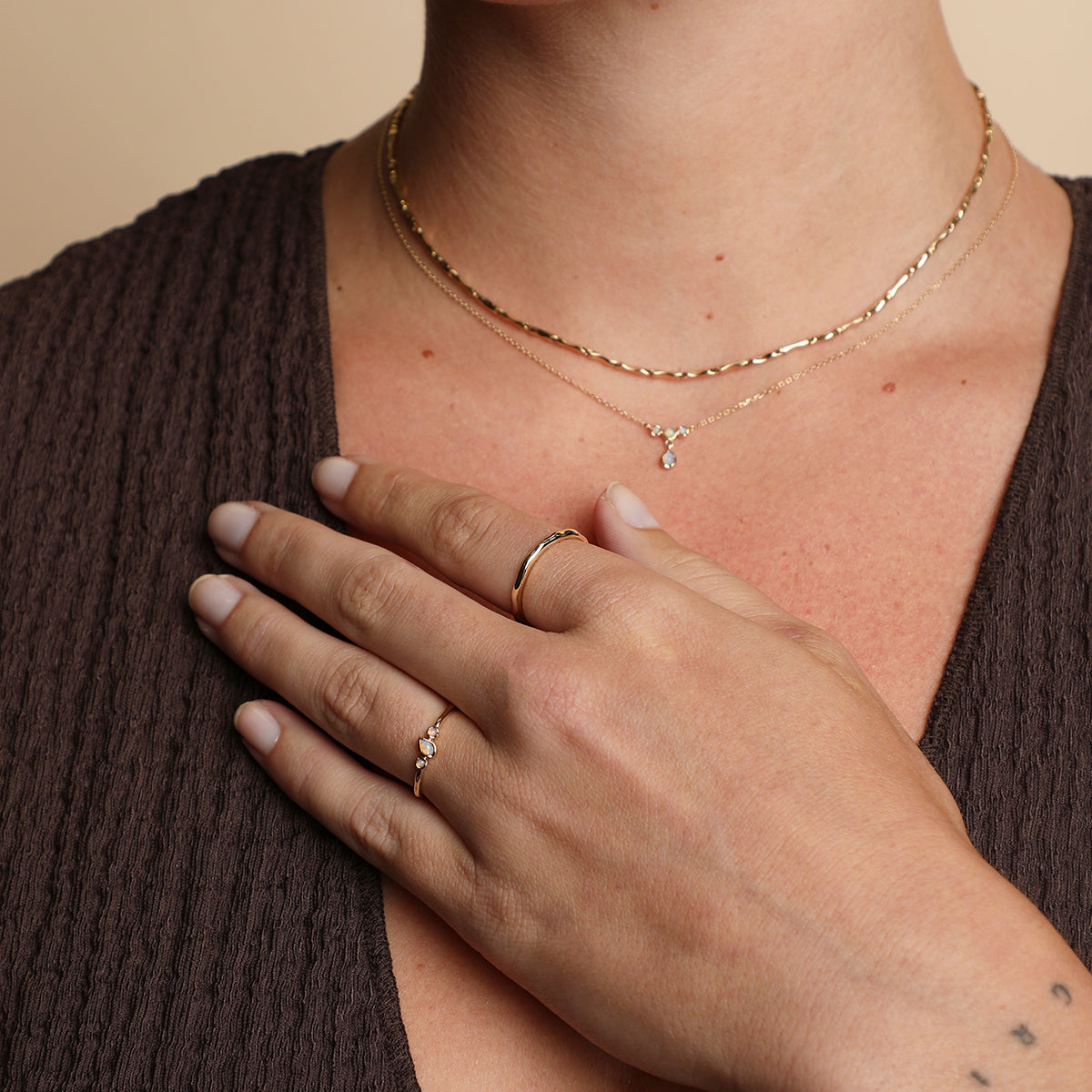Molten Opal Cluster Ring in Solid Gold-Astrid & Miyu