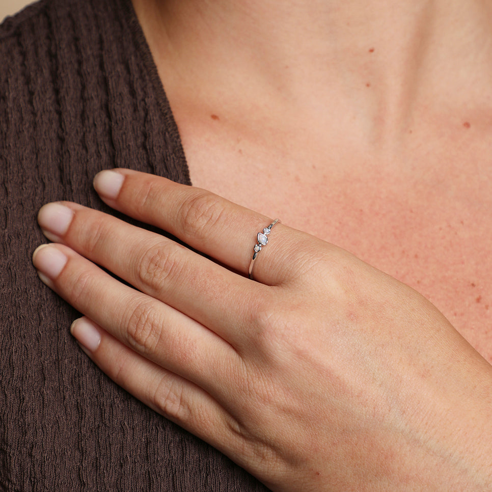 Molten Opal Cluster Ring in Solid White Gold-Astrid & Miyu