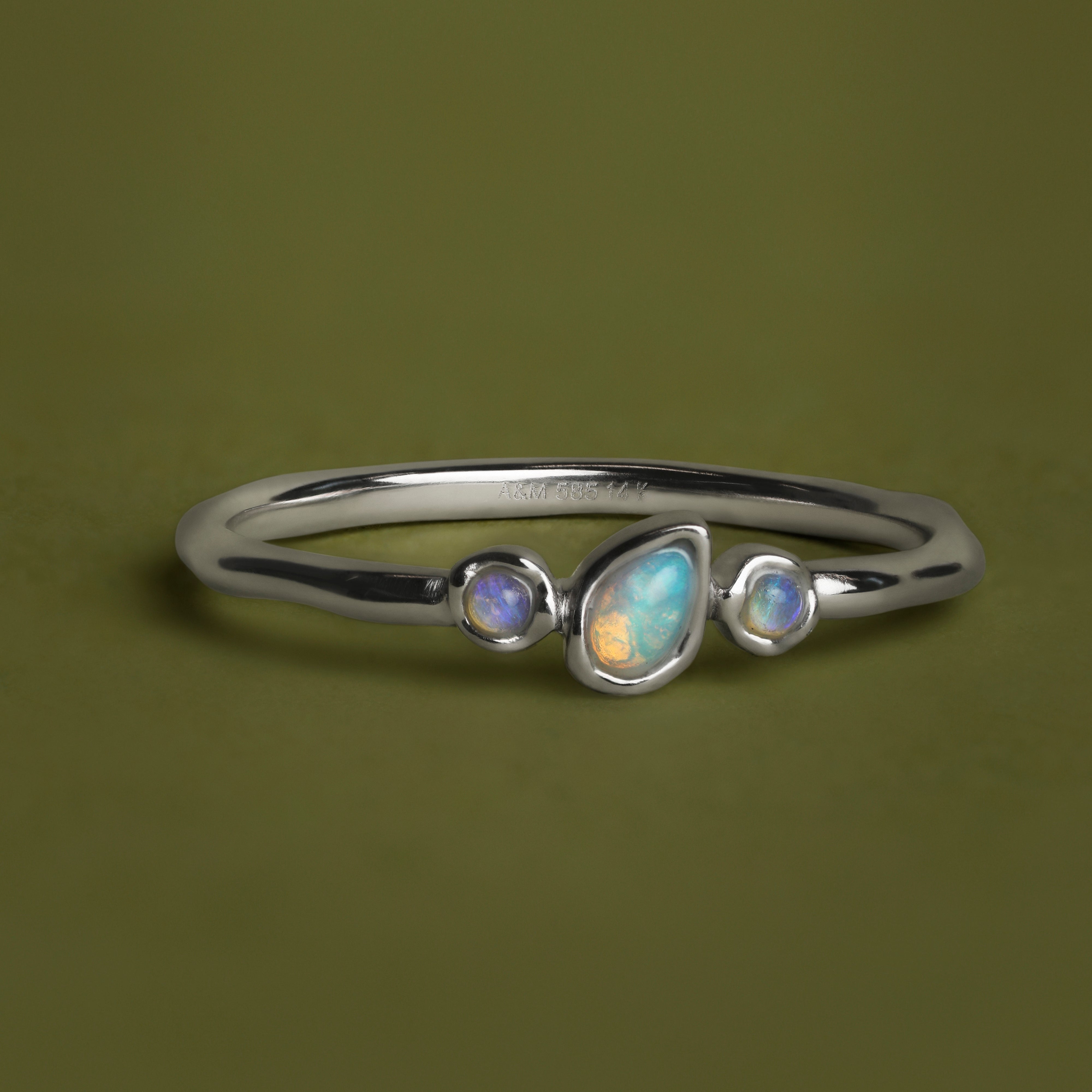 Molten Opal Cluster Ring in Solid White Gold-Astrid & Miyu