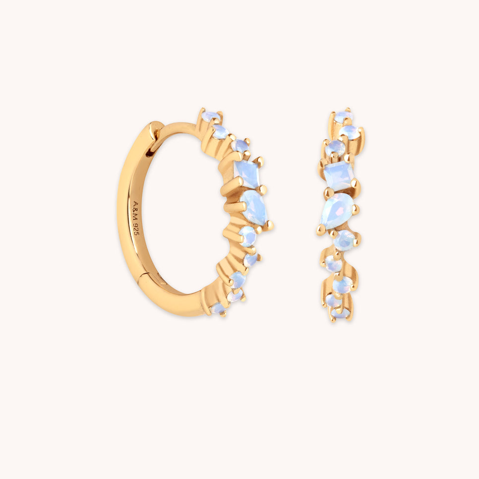 Moonstone Cluster Hoops in Gold-Astrid & Miyu