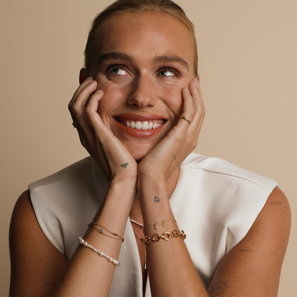 Opal Charm Double Bracelet in Gold-Astrid & Miyu