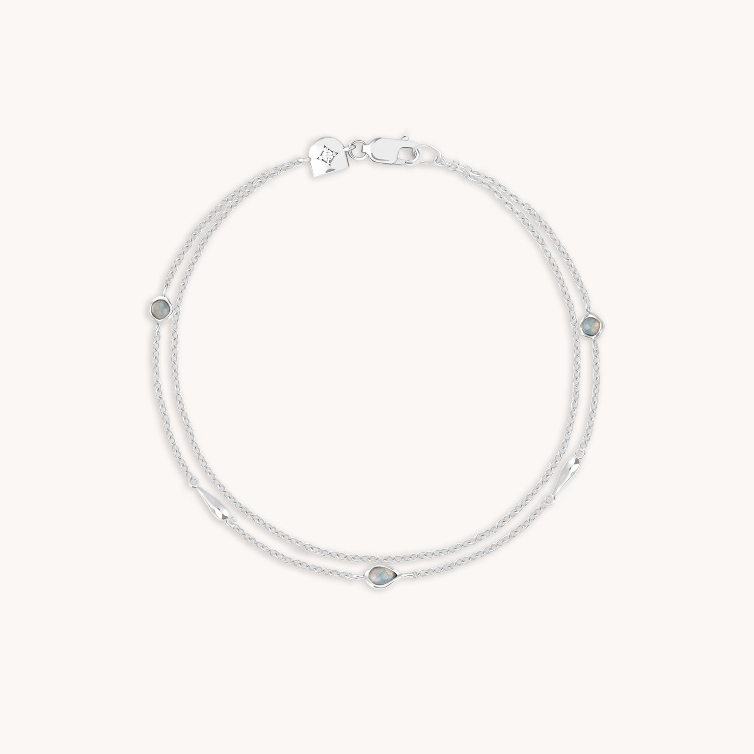 Opal Charm Double Bracelet in Silver-Astrid & Miyu