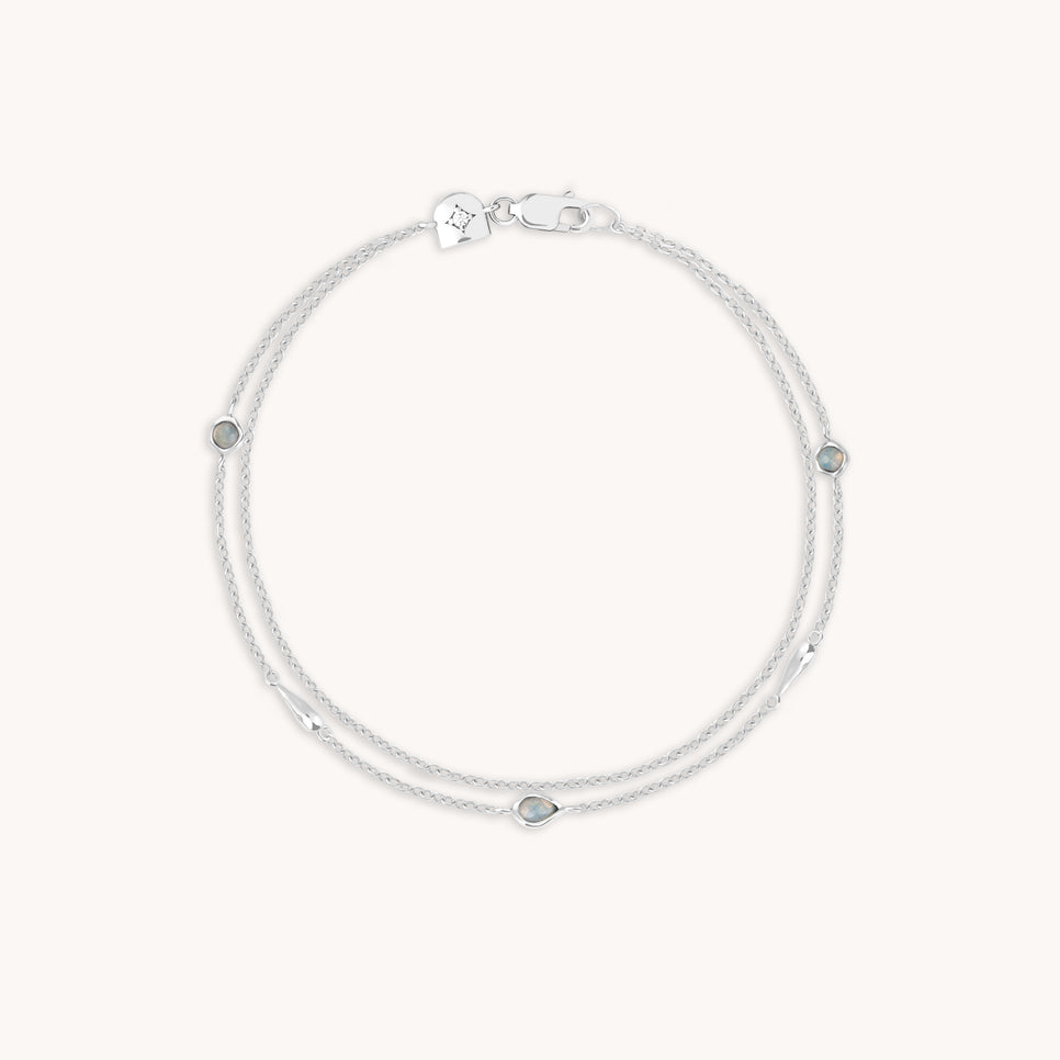 Opal Charm Double Bracelet in Silver-Astrid & Miyu
