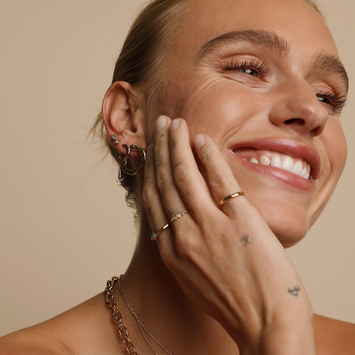 Molten Orbit Small Hoops in Gold-Astrid & Miyu